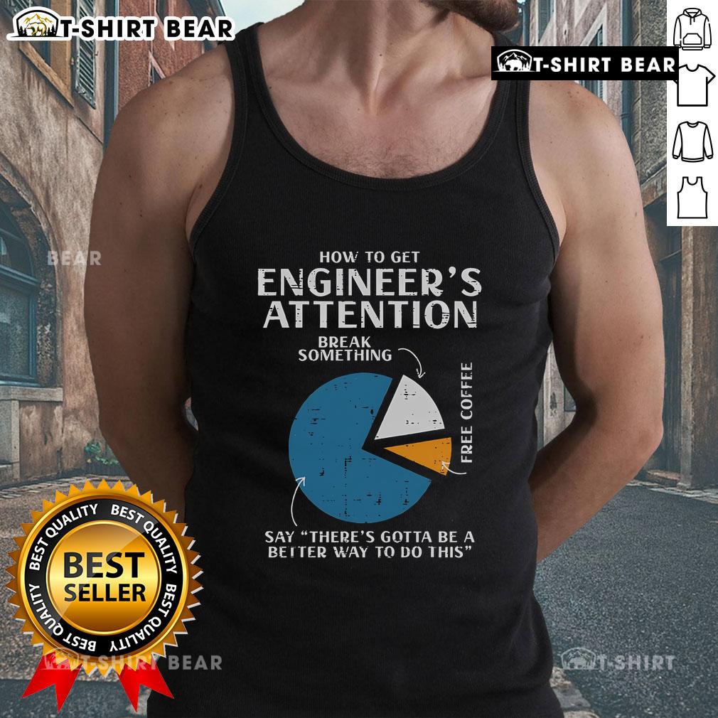 How to Get Engineer Attention Pie Chart Tank Top featuring a humorous pie chart design for engineers.