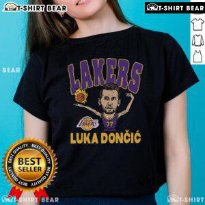 Official Luka Doncic Los Angeles Lakers homage player ladies tee in stylish design, perfect for fans and casual wear.