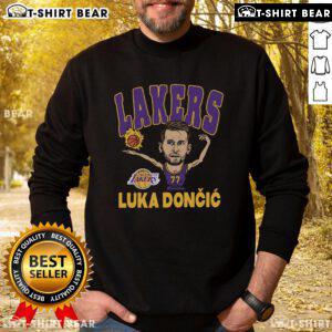 Official Luka Doncic Los Angeles Lakers homage player sweatshirt featuring vibrant team colors and stylish design.