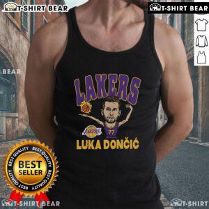 Official Luka Doncic Los Angeles Lakers homage player tank top featuring vibrant team colors and player graphics.