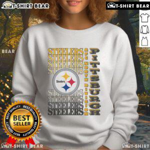 Official Pittsburgh Steelers Gradient Wordmark Sweatshirt showcasing team colors and logo, perfect for fans.