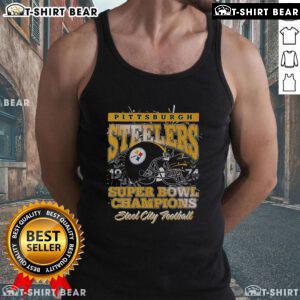 Official Pittsburgh Steelers Super Bowl IX Champions tank top featuring team logo and championship graphics.