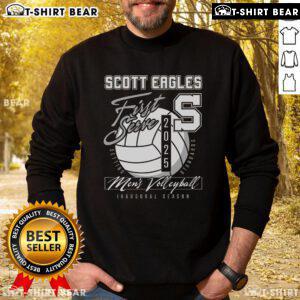 Official Scott Men's Volleyball First Serve 2025 Sweatshirt in navy, featuring logo and sporty design for fans.