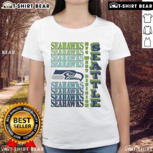 Official Seattle Seahawks Gradient Wordmark Ladies Tee showcasing team colors and logo in a stylish design.