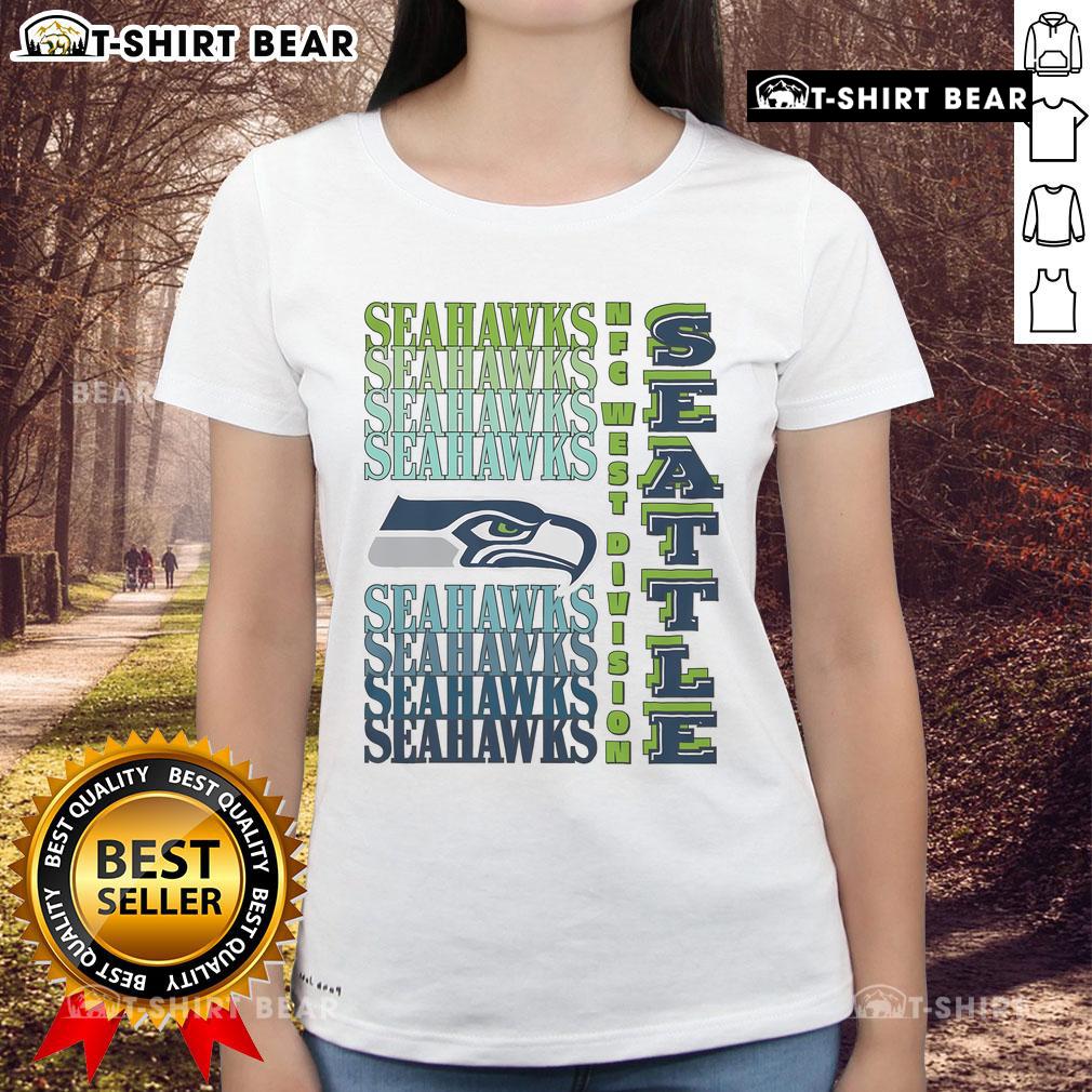 Official Seattle Seahawks Gradient Wordmark Ladies Tee showcasing team colors and logo in a stylish design.