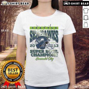 Official Seattle Seahawks Super Bowl XLVIII Champions Ladies Tee featuring team colors and logo for female fans.