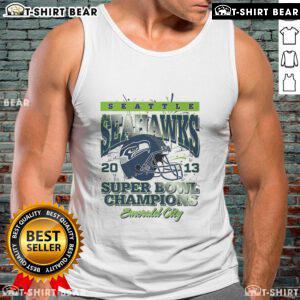 Official Seattle Seahawks Super Bowl XLVIII Champions tank top showcasing team logo and championship design.