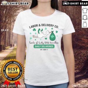St. Patrick's Day Lucky LD Nurse Shamrock Tee for women, celebrating original labor and delivery nurses in style.