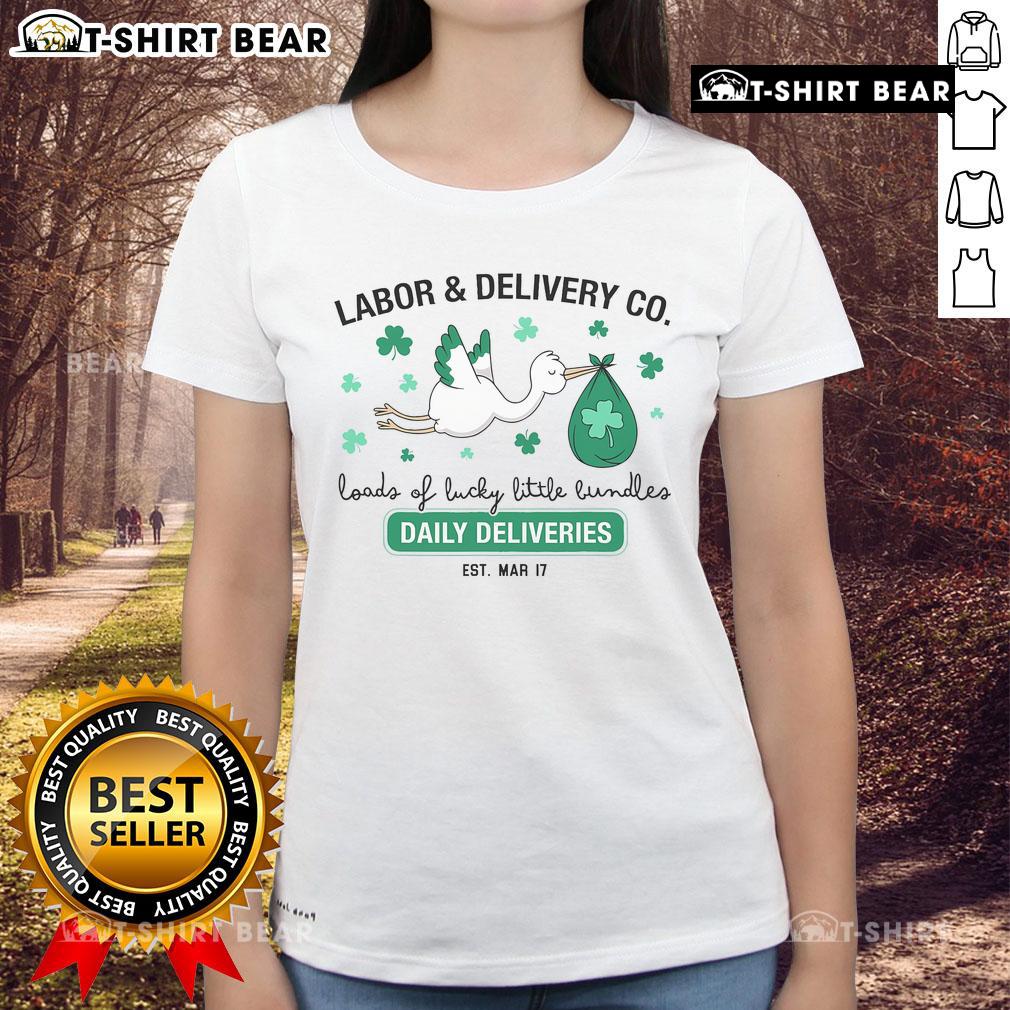 St. Patrick's Day Lucky LD Nurse Shamrock Tee for women, celebrating original labor and delivery nurses in style.