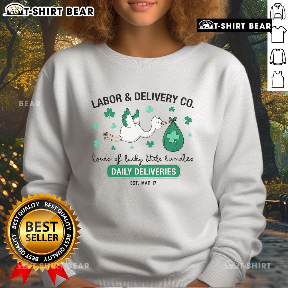 Original Labor And Delivery St Patrick's Day Lucky L&D Nurse Shamrock Sweatshirt St. Patrick's Day lucky LD nurse sweatshirt featuring a shamrock design, perfect for original labor and delivery celebrations.