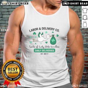 St. Patrick's Day Lucky LD Nurse Shamrock Tank Top featuring vibrant green design for labor and delivery professionals.