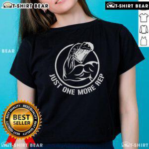 Premium Beer Gym Just One More Rep Ladies Tee featuring a stylish design perfect for fitness enthusiasts.