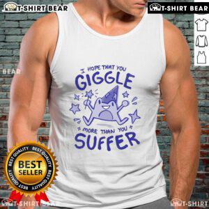 Frog witch tank top featuring a whimsical design with the phrase 'I Hope That You Giggle More Than You Suffer.'