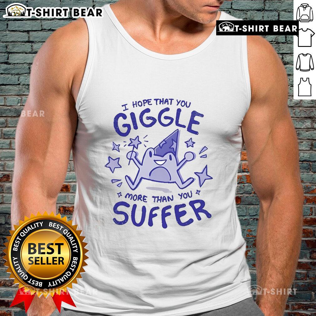 Frog witch tank top featuring a whimsical design with the phrase 'I Hope That You Giggle More Than You Suffer.'