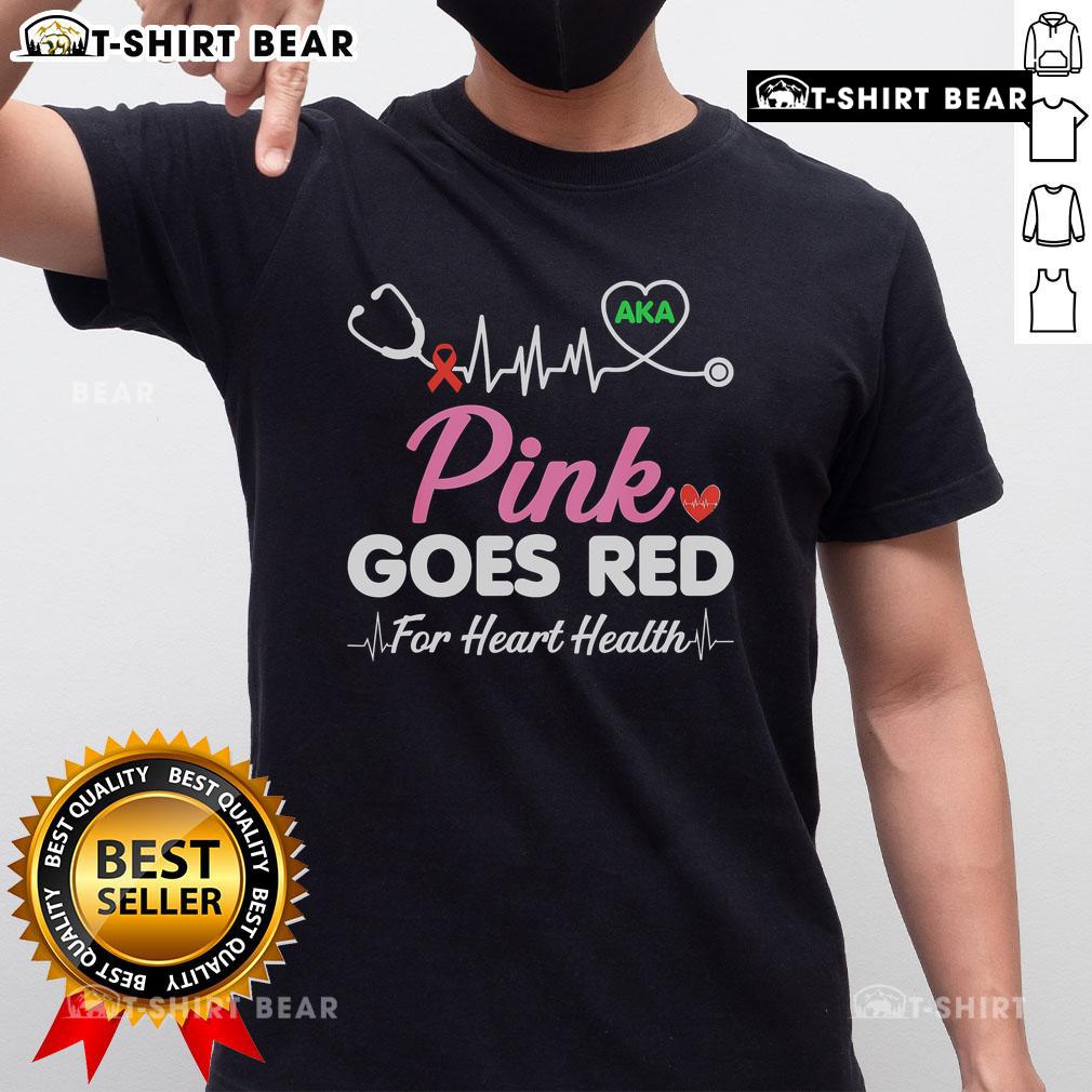 Alt Text: Pretty Pink Goes Red For Heart Health Awareness T-Shirt featuring vibrant red design for promoting heart health awareness.