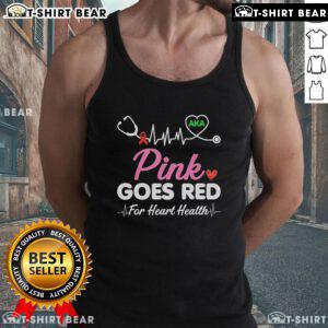 Pretty Pink Goes Red for Heart Health Awareness tank top featuring vibrant colors and heart-themed design.
