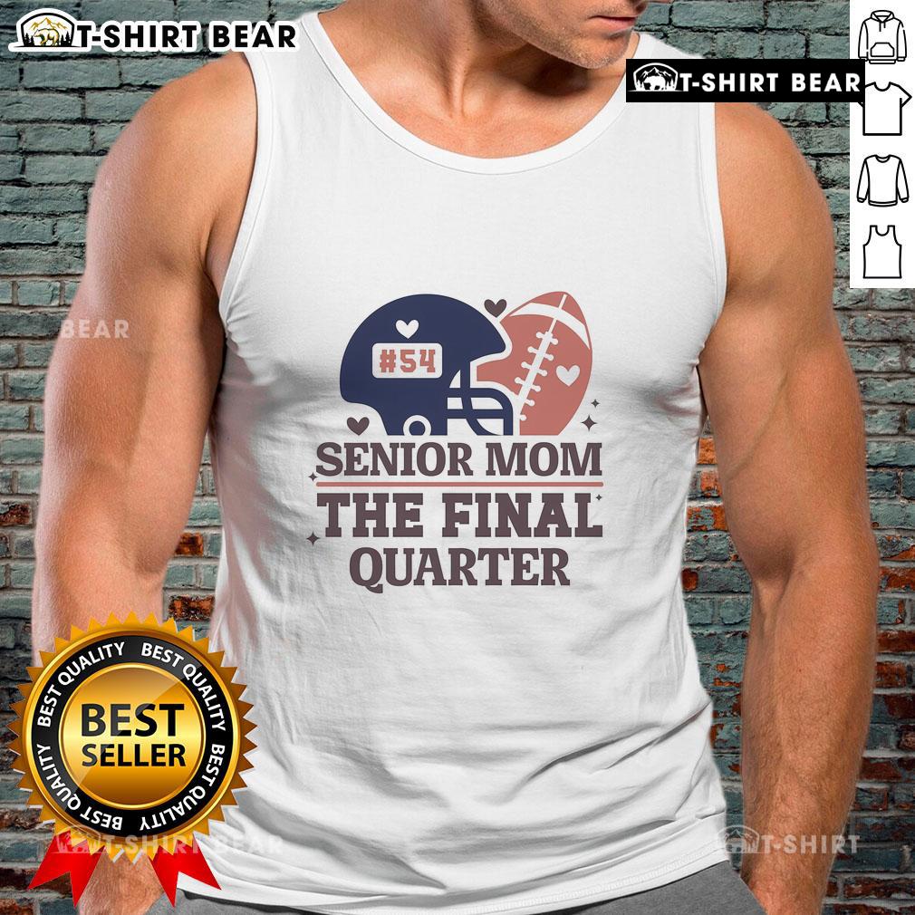 Top 54 Senior Football Mom tank top featuring a stylish American football helmet design for game day enthusiasm.