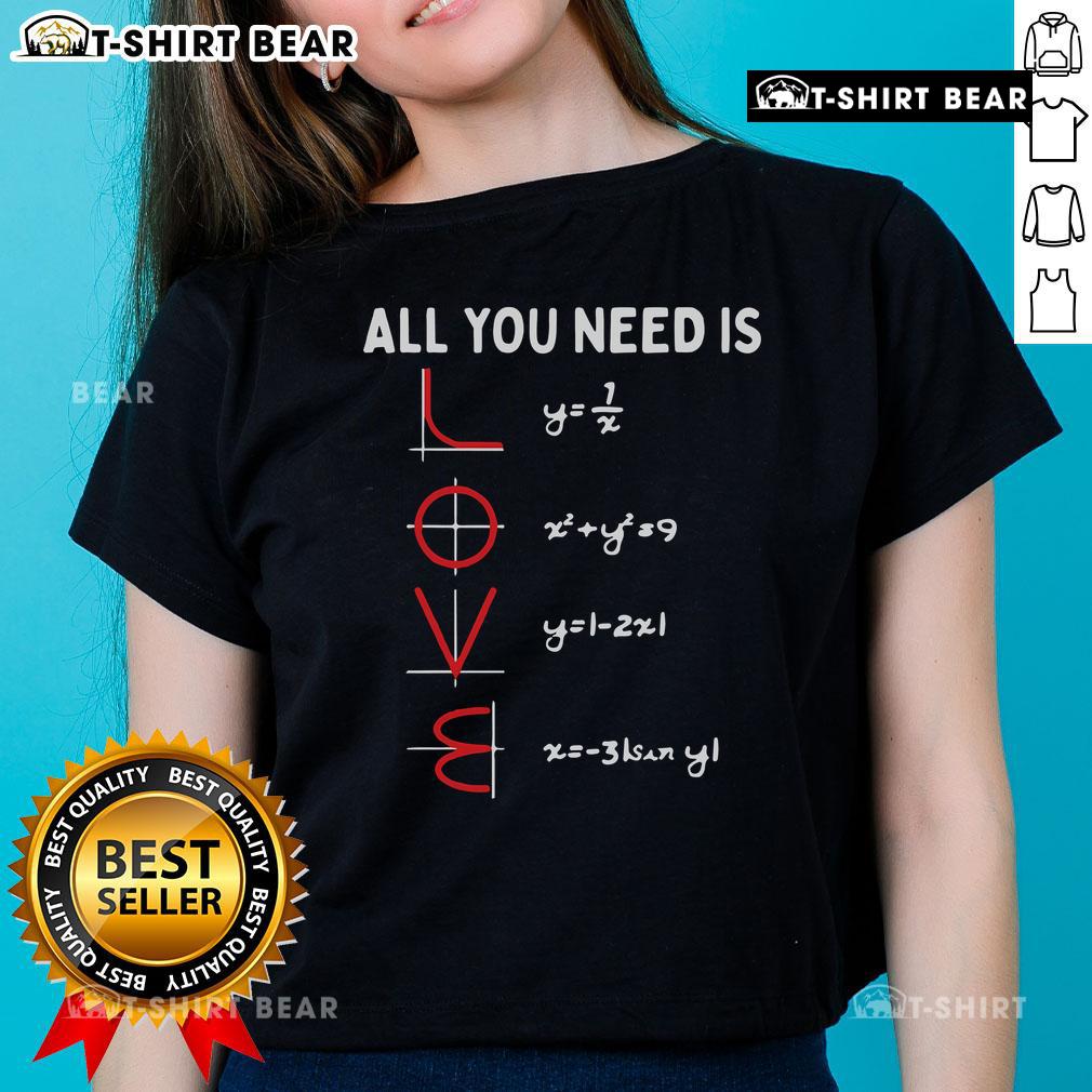 Top All You Need Is Love Math Valentine's Day Tee for ladies, perfect for mathematics teachers and math lovers.
