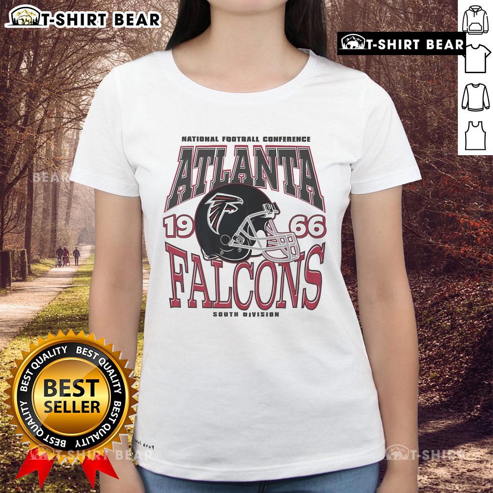 Top Atlanta Falcons Classic Team Helmet Ladies Tee featuring vibrant team colors and stylish design for female fans.