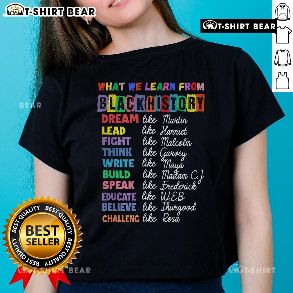 Black History Month women's tee showcasing inspiring quotes celebrating Black history and culture.