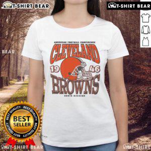 Alt Text: Top Cleveland Browns Classic Team Helmet Ladies Tee featuring a stylish design for fans of the NFL team.