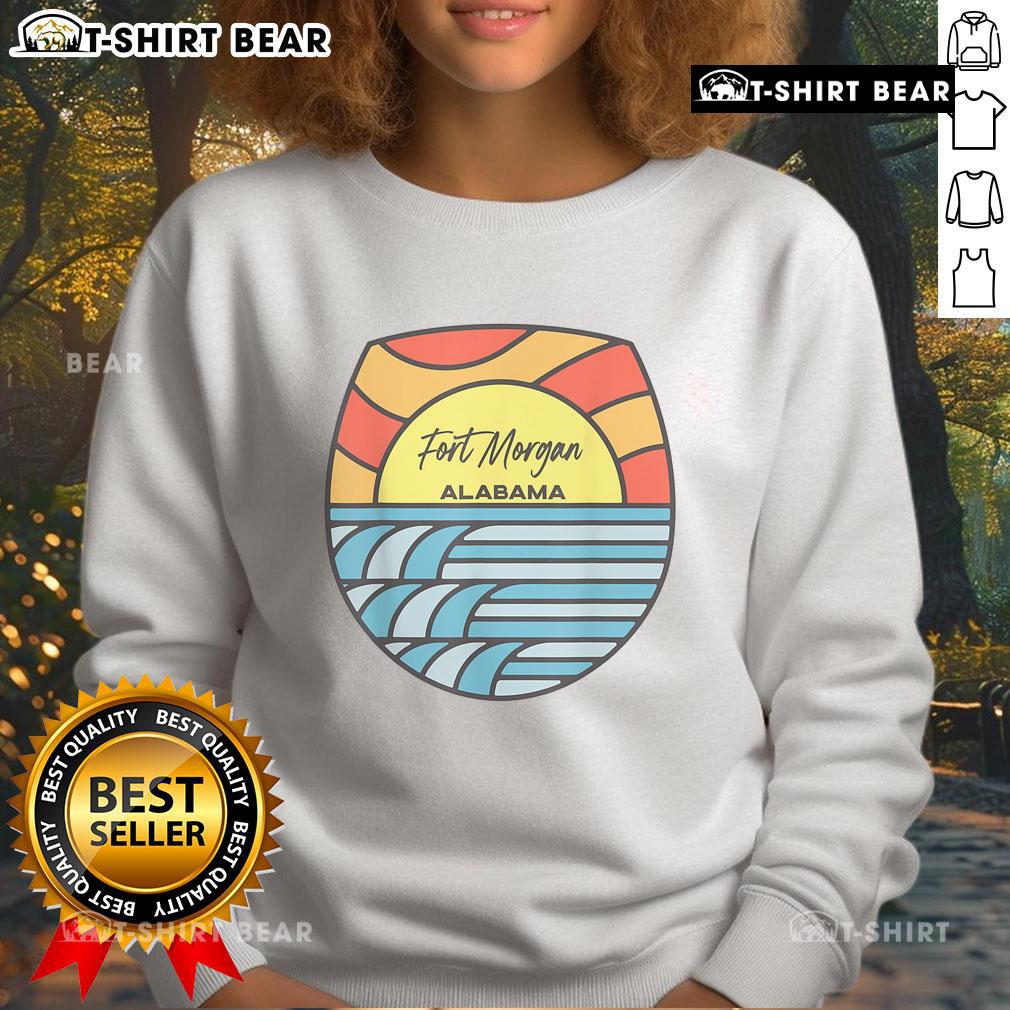 Top Fort Morgan Alabama Gulf of Mexico sunset sweatshirt featuring vibrant colors and scenic coastal views.