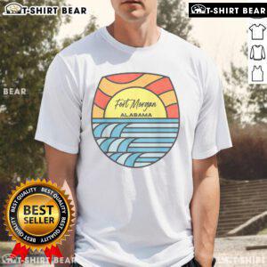 Top Fort Morgan Alabama Gulf of Mexico sunset souvenir T-shirt featuring vibrant colors and a beachy design.