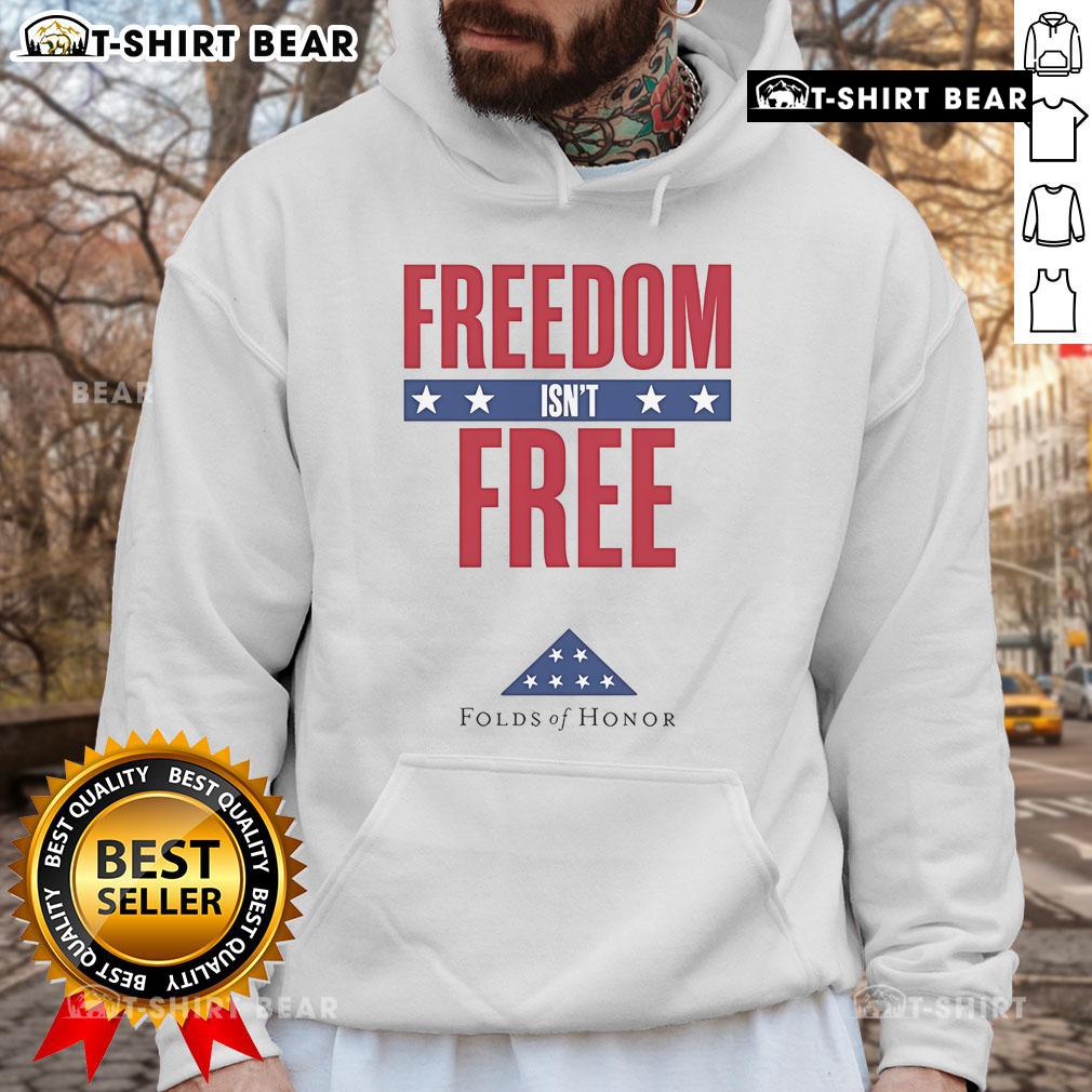 Top Freedom Isn't Free hoodie from Folds of Honor featured on The Dan Bongino Show, showcasing patriotic design and message.