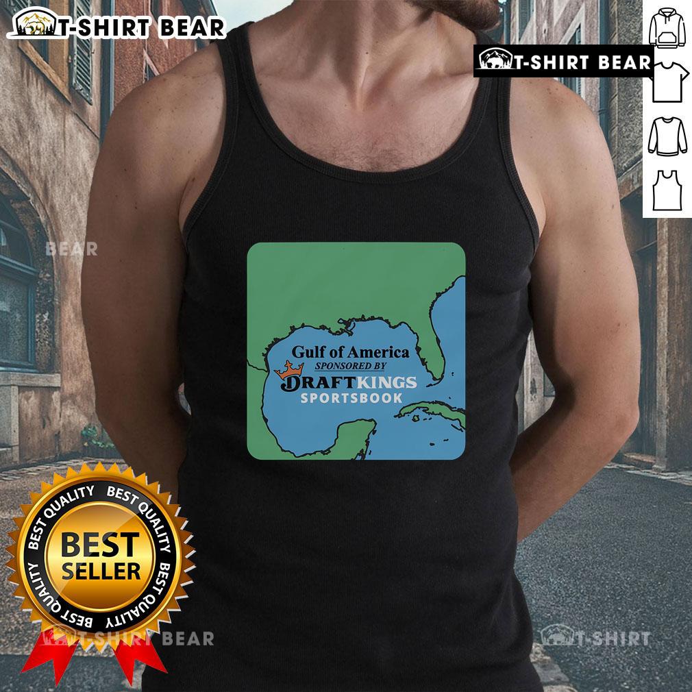 Top Gulf of America tank top sponsored by Draft Kings, featuring vibrant colors and sporty design for summer style.