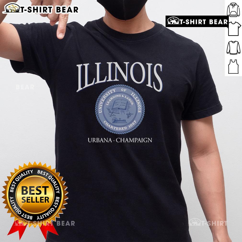 Top Illinois Fighting Illini Learning and Labor Urbana Champaign T-Shirt featuring vibrant team colors and logo design.