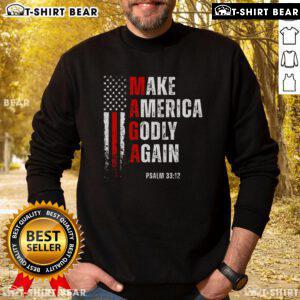 Top Jesus Make America Godly Again sweatshirt for American patriots, featuring bold Christian graphics and a stylish design.
