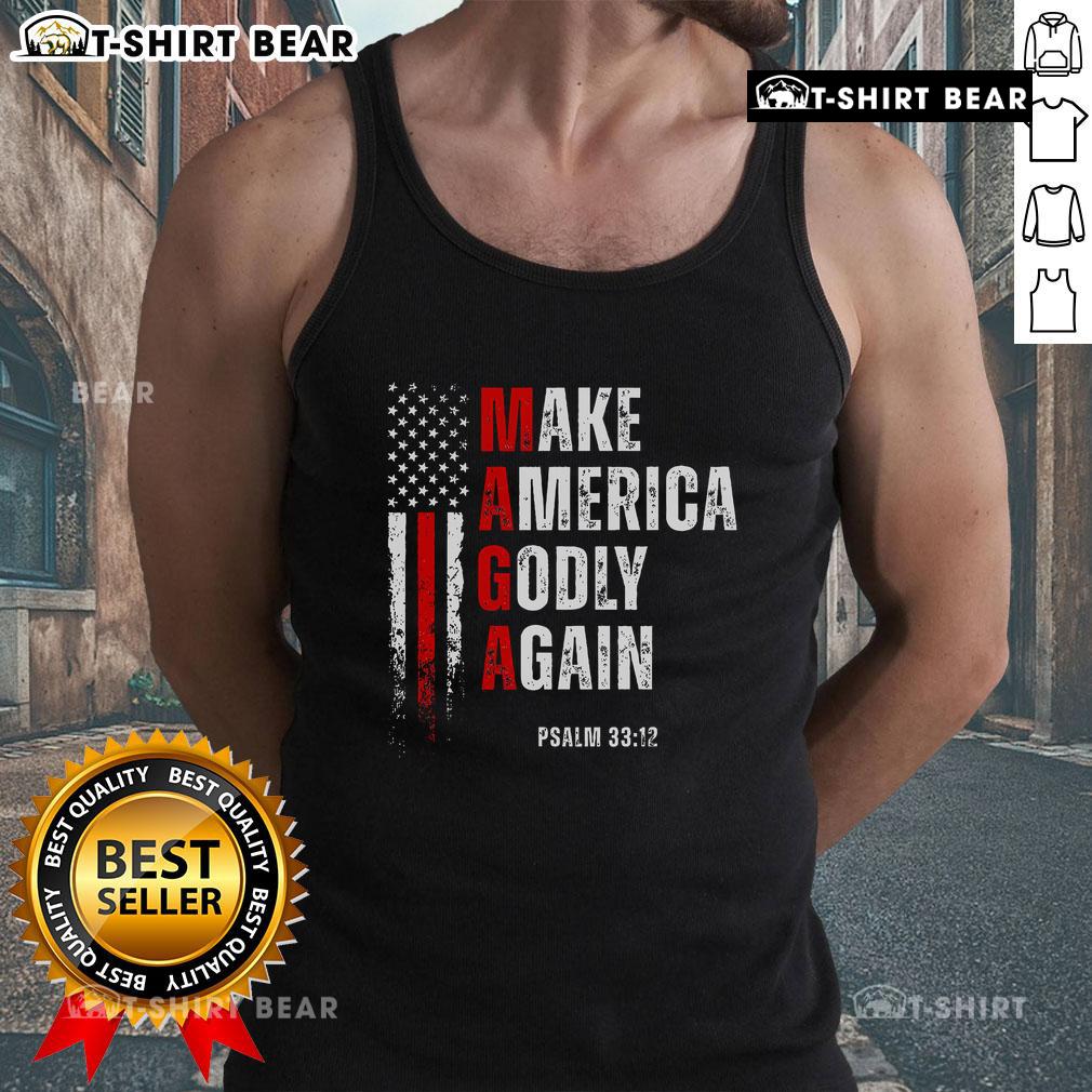 Top Jesus Make America Godly Again tank top, featuring a patriotic Christian design for American patriots.