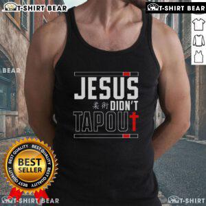 Top Jiu Jitsu Jesus tank top featuring 'Jesus Didn't Tap Out' design, perfect for faith-driven martial arts enthusiasts.