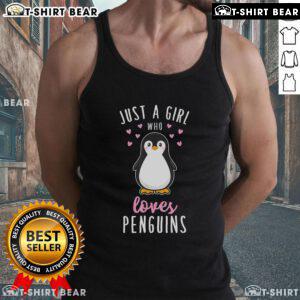 Top Just A Girl Who Loves Penguins Tank Top featuring a cute penguin graphic on a stylish tank for casual wear.