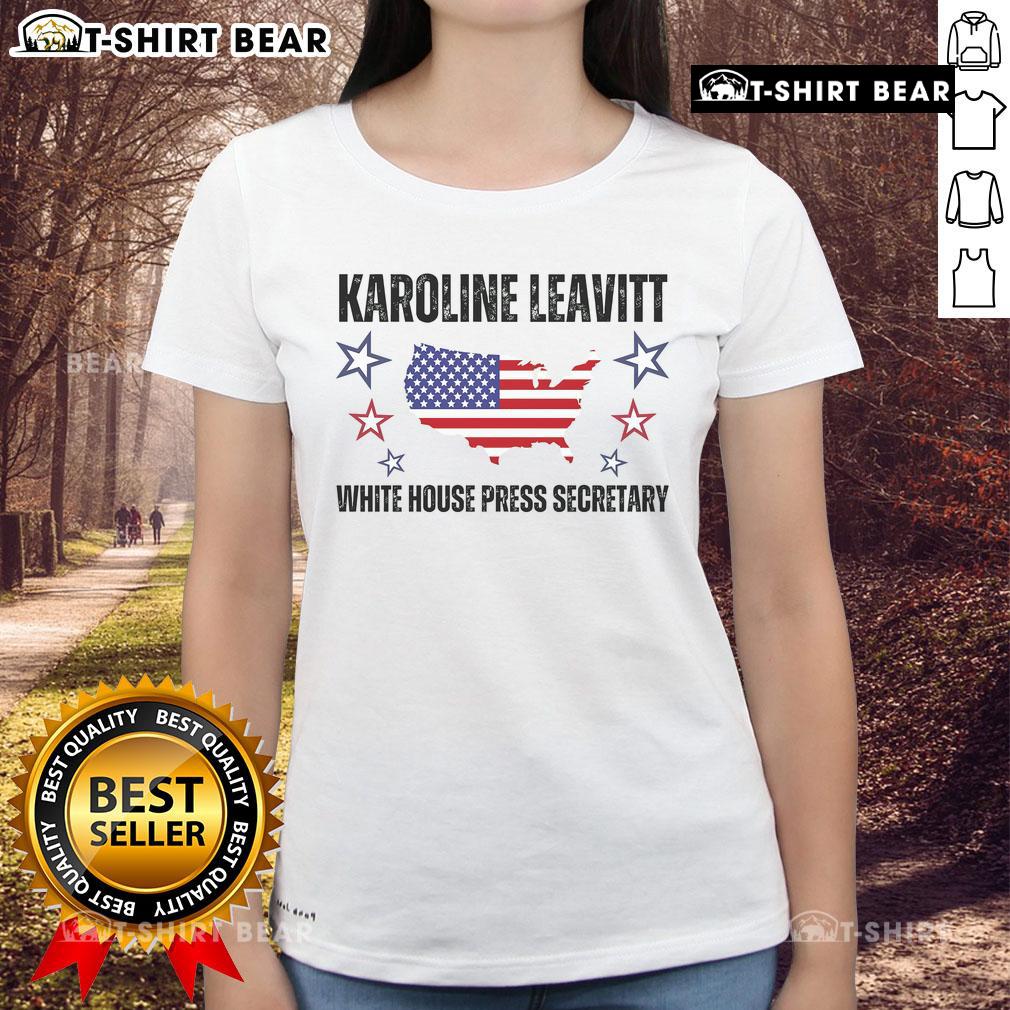 Top Karoline Leavitt White House Press Secretary Ladies Tee featuring a stylish design and vibrant colors.