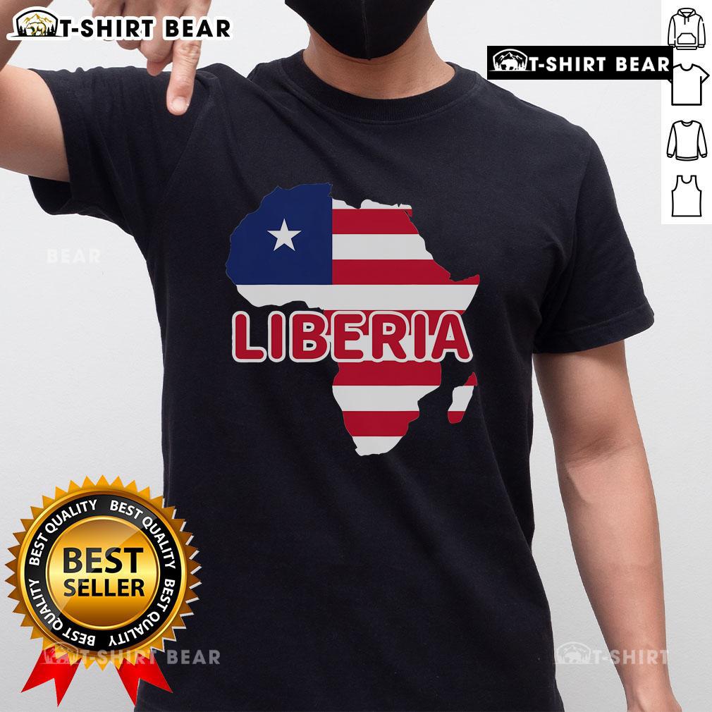 Top Liberia Liberian Pride Flag Map Africa T-Shirt featuring the Liberian flag and Africa map design.