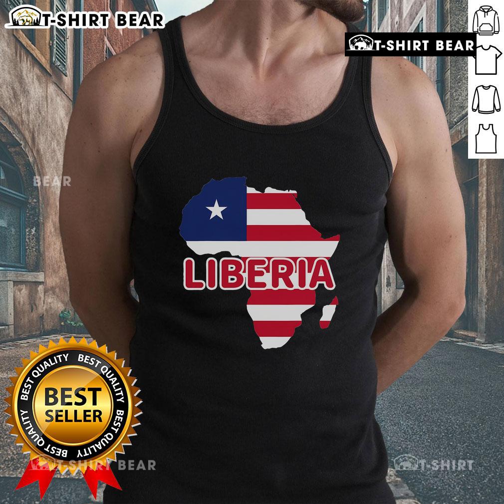 Top Liberia tank top featuring the Liberian pride flag map of Africa, showcasing vibrant colors and cultural heritage.