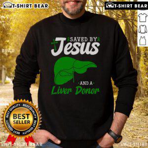 Top liver donor saved by Jesus wears a stylish organ donor sweatshirt celebrating liver transplant awareness.