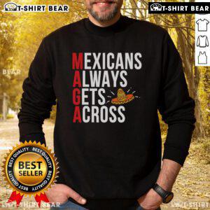 Alt Text: Stylish 'Top MAGA Mexicans Always Get Across Mexico Lovers' sweatshirt featuring bold graphics and a comfortable fit.