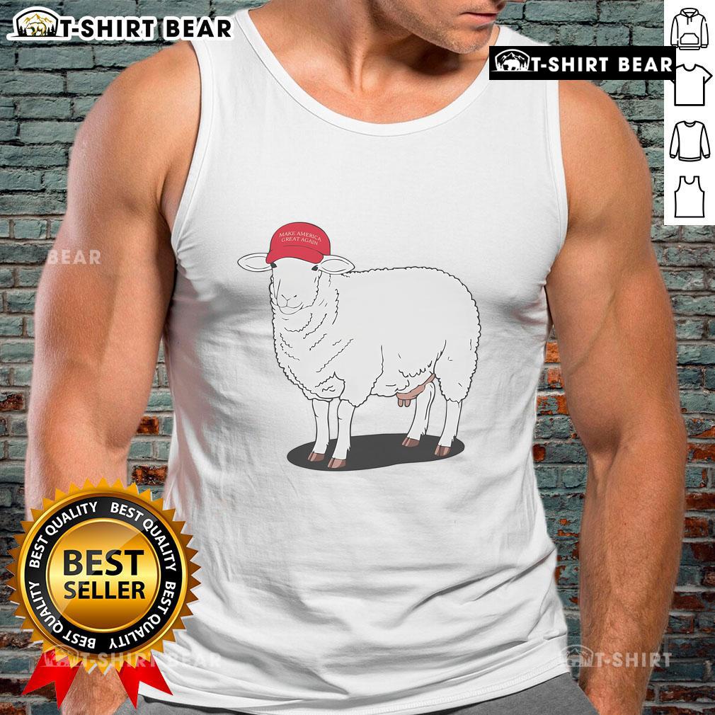 Stylish Top-Maga-Sheep-Tank-Top featuring a vibrant sheep graphic, perfect for casual summer wear and expressing personal style.