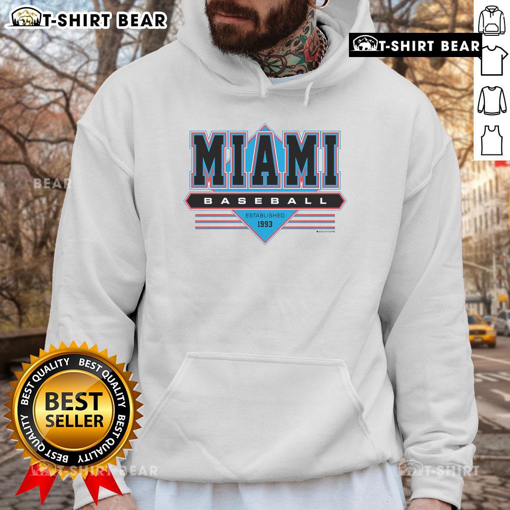 Top Miami Florida baseball hoodie established in 1993, featuring vibrant team colors and a stylish design.