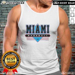 Alt Text: Top Miami Florida Baseball established 1993 tank top featuring a sporty design and vibrant colors for fans.
