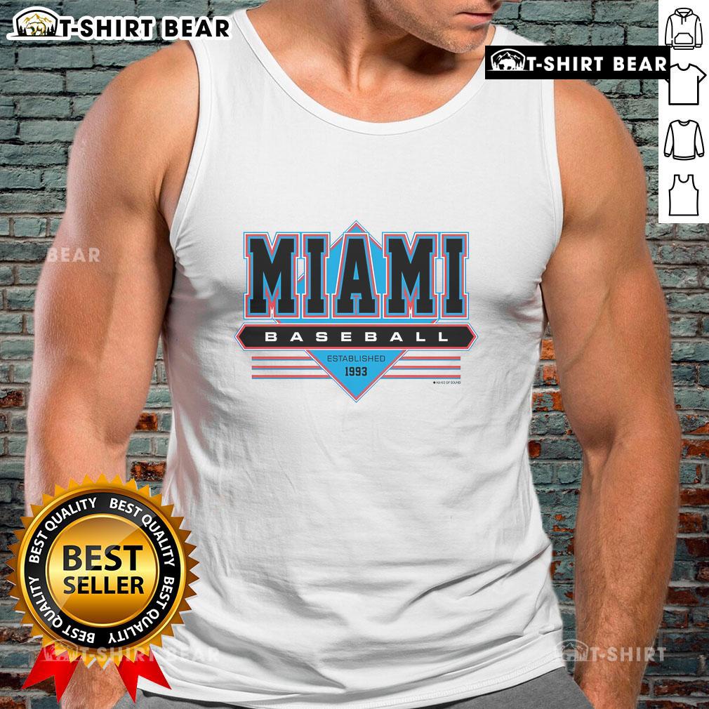 Alt Text: Top Miami Florida Baseball established 1993 tank top featuring a sporty design and vibrant colors for fans.