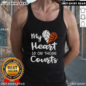 Top My Heart Is On Those Courts Volleyball Basketball Tank Top featuring a sporty design for athletes and fans.