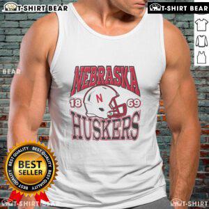 Alt Text: Top Nebraska Cornhuskers classic team helmet tank top for fans, featuring bold team colors and logo design.