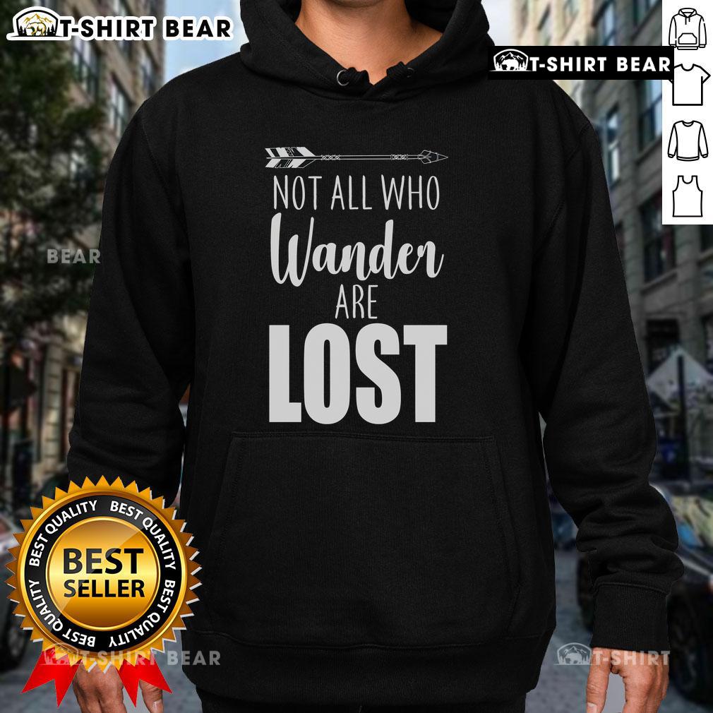 Stylish Top Not All Who Wander Are Lost Arrow Hoodie in cozy fabric, perfect for outdoor adventures and casual wear.