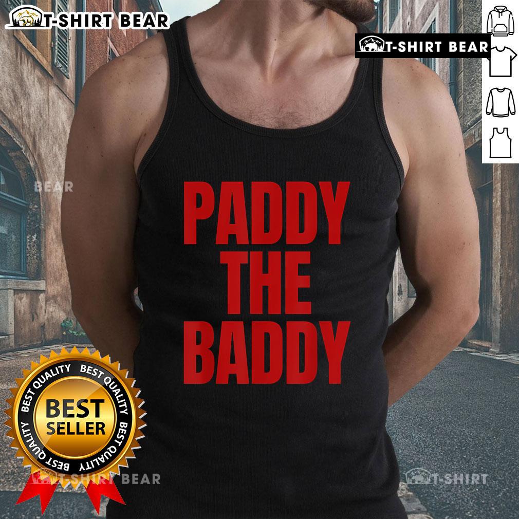 Stylish Top Paddy The Baddy tank top in black, featuring vibrant graphics and a comfortable fit for casual wear.