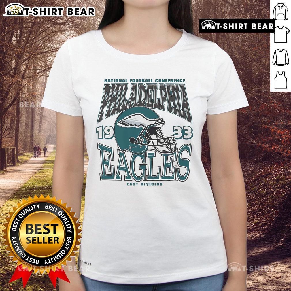 Top Philadelphia Eagles Classic Team Helmet Ladies Tee, showcasing a stylish design for female fans of the Eagles.