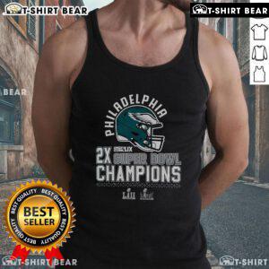 Top Philadelphia Eagles two-time Super Bowl champions tank top showcasing vibrant team colors and logo.
