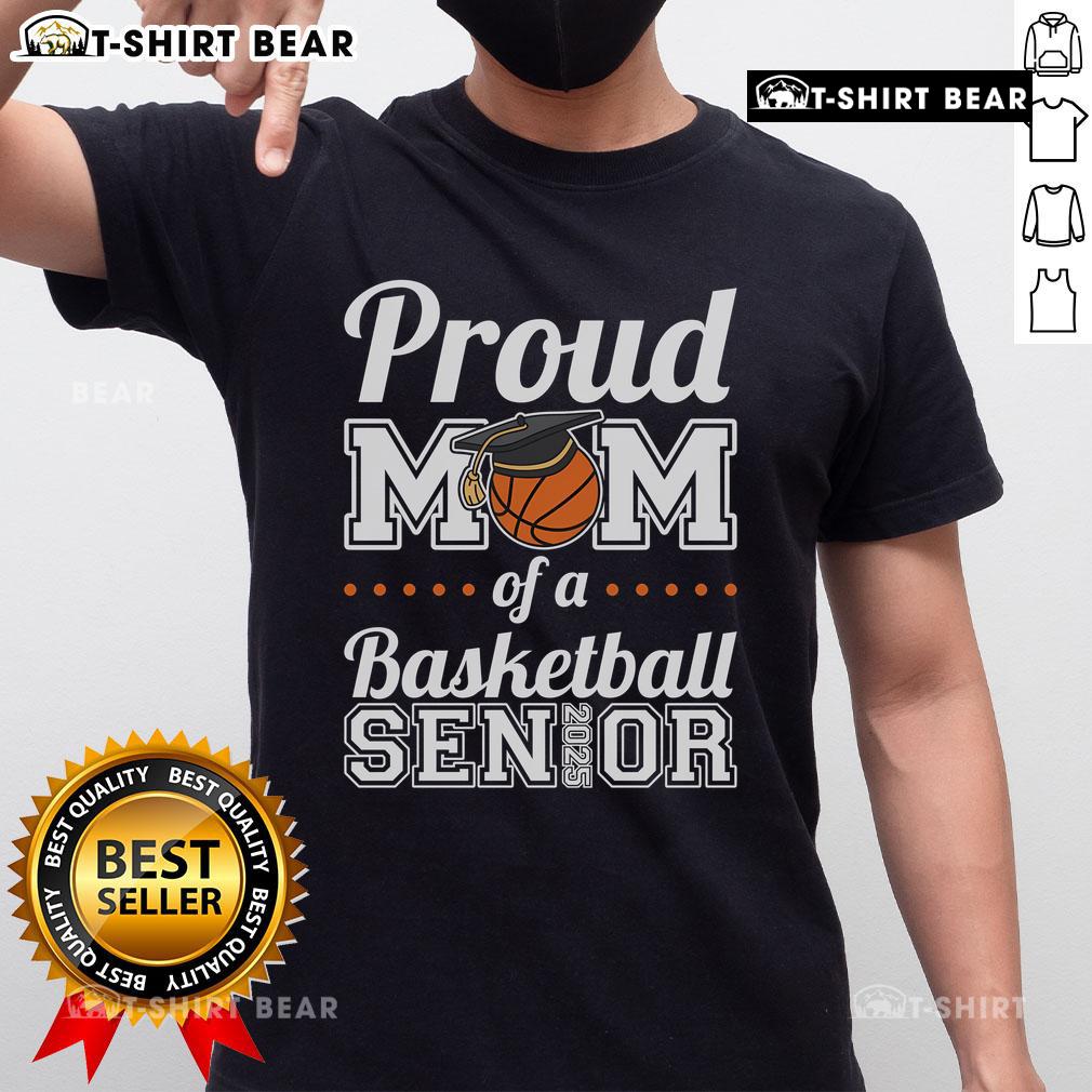 Alt Text: Top Proud Mom of a Basketball Senior 2025 T-Shirt featuring vibrant graphics celebrating basketball achievements.